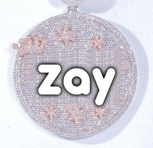 CUSTOM LETTER NECKLACE 3D BIG CROWN DISC