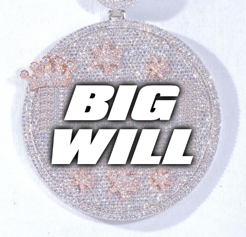 CUSTOM LETTER NECKLACE 3D BIG CROWN DISC