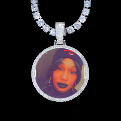 925S & VVS Moissanite 3D Circle Custom Picture Pendant