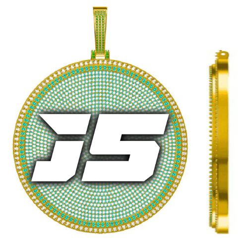 CUSTOM LETTER NECKLACE 3D BIG DISC