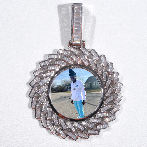 Large 3D Baguette Custom Picture Pendant
