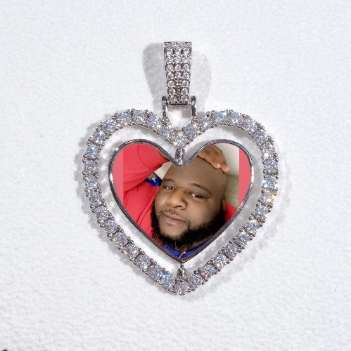 3D Spinning 2-Faced Heart Custom Picture Pendant