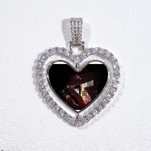 3D Spinning 2-Faced Heart Custom Picture Pendant