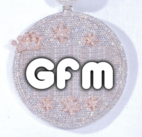 CUSTOM LETTER NECKLACE 3D BIG CROWN DISC
