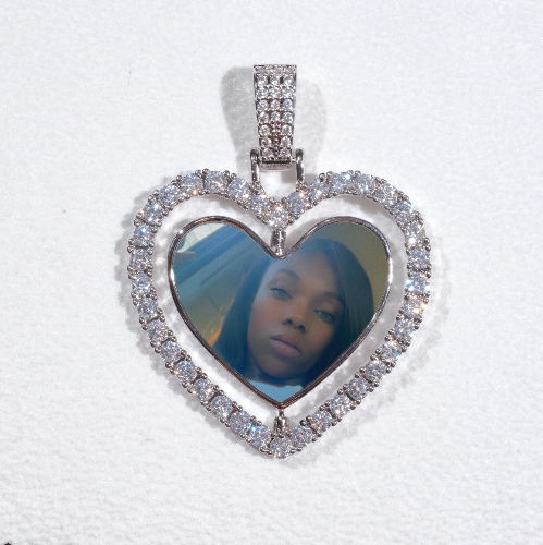 3D Spinning 2-Faced Heart Custom Picture Pendant