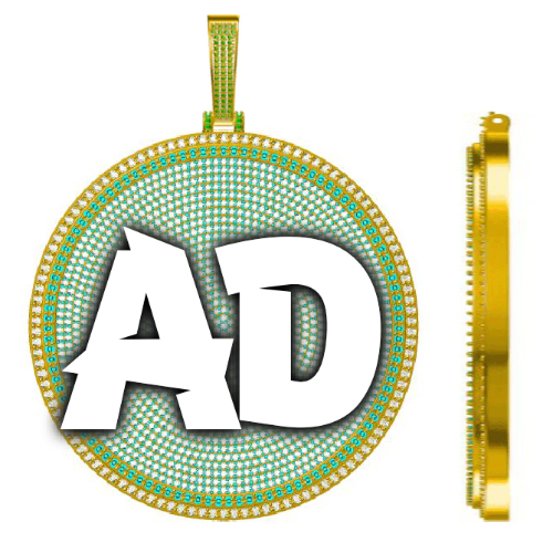 CUSTOM LETTER NECKLACE 3D BIG DISC