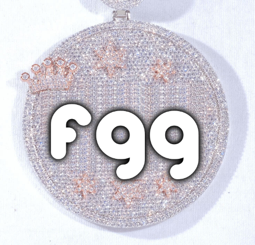 CUSTOM LETTER NECKLACE 3D BIG CROWN DISC