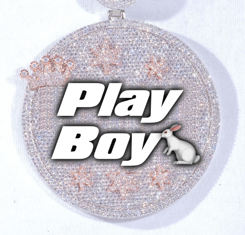 CUSTOM LETTER NECKLACE 3D BIG CROWN DISC