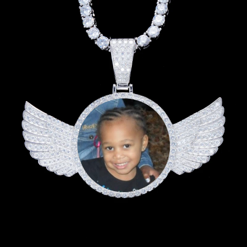 925S & VVS Moissanite 3D Wing Custom Picture Pendant