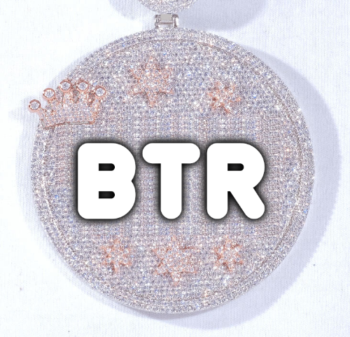 CUSTOM LETTER NECKLACE 3D BIG CROWN DISC
