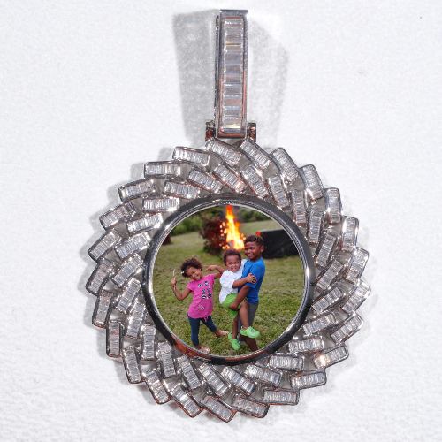 Large 3D Baguette Custom Picture Pendant