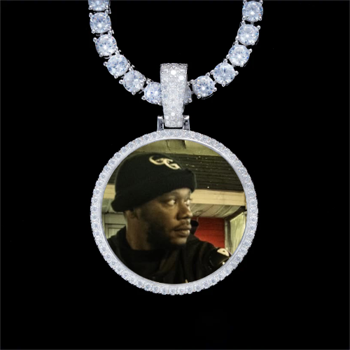 925S & VVS Moissanite 3D Circle Custom Picture Pendant