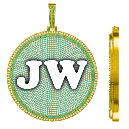 CUSTOM LETTER NECKLACE 3D BIG DISC