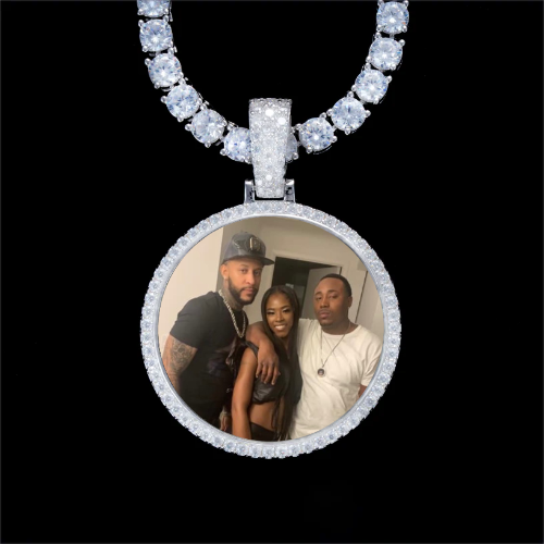 925S & VVS Moissanite 3D Circle Custom Picture Pendant