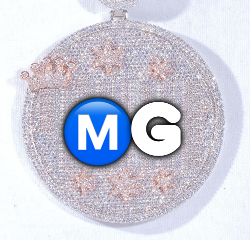 CUSTOM LETTER NECKLACE 3D BIG CROWN DISC