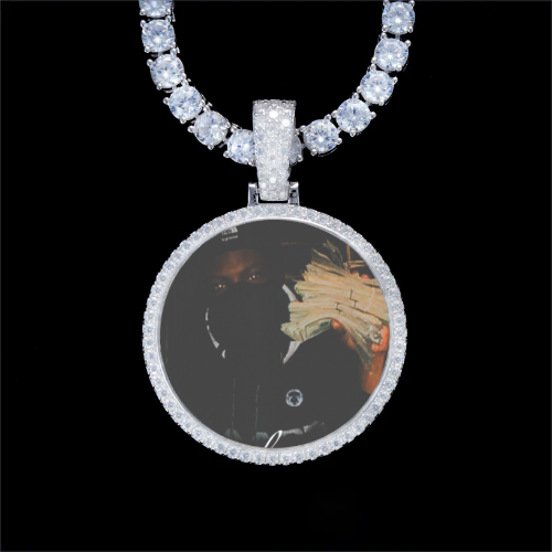 925S & VVS Moissanite 3D Circle Custom Picture Pendant
