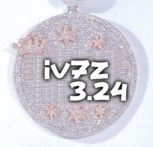 CUSTOM LETTER NECKLACE 3D BIG CROWN DISC