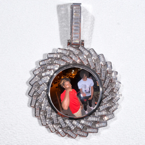 Large 3D Baguette Custom Picture Pendant
