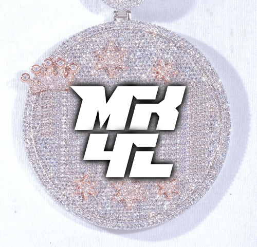 CUSTOM LETTER NECKLACE 3D BIG CROWN DISC