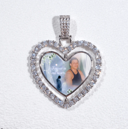 3D Spinning 2-Faced Heart Custom Picture Pendant