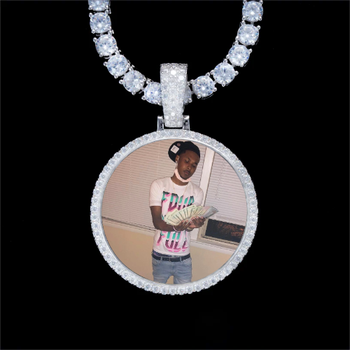 925S & VVS Moissanite 3D Circle Custom Picture Pendant