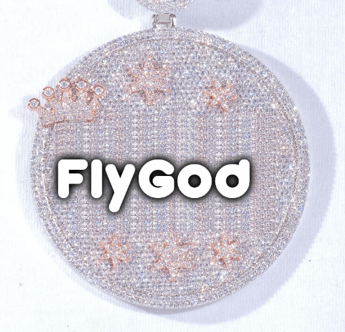 CUSTOM LETTER NECKLACE 3D BIG CROWN DISC