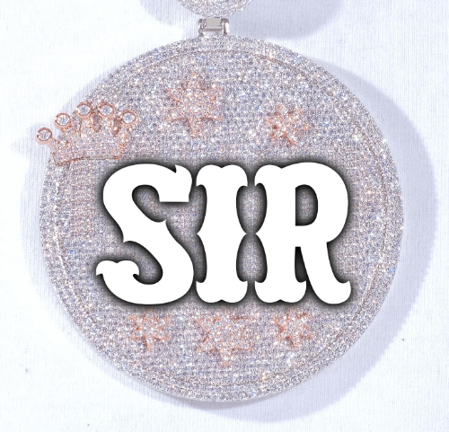 CUSTOM LETTER NECKLACE 3D BIG CROWN DISC