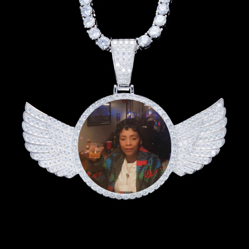 925S & VVS Moissanite 3D Wing Custom Picture Pendant