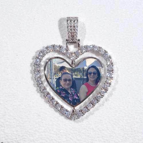 3D Spinning 2-Faced Heart Custom Picture Pendant