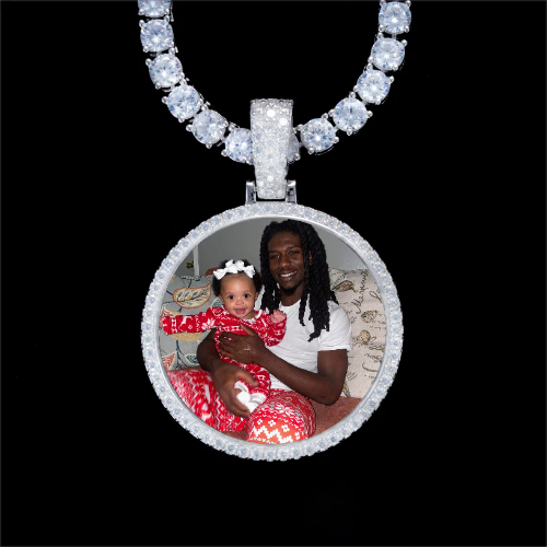 925S & VVS Moissanite 3D Circle Custom Picture Pendant