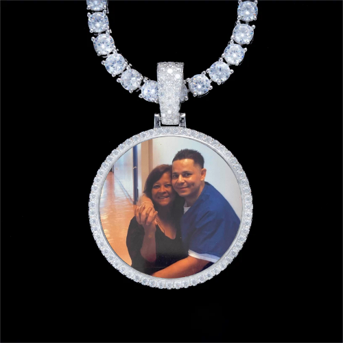 925S & VVS Moissanite 3D Circle Custom Picture Pendant