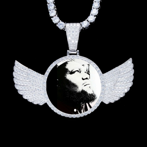 925S & VVS Moissanite 3D Wing Custom Picture Pendant