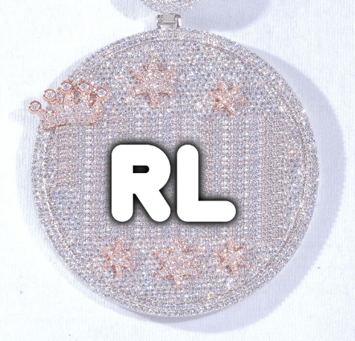 CUSTOM LETTER NECKLACE 3D BIG CROWN DISC