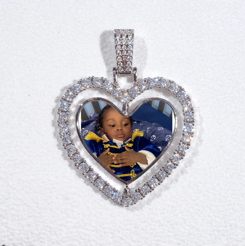 3D Spinning 2-Faced Heart Custom Picture Pendant