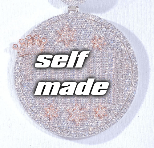 CUSTOM LETTER NECKLACE 3D BIG CROWN DISC