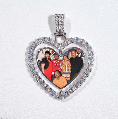 3D Spinning 2-Faced Heart Custom Picture Pendant