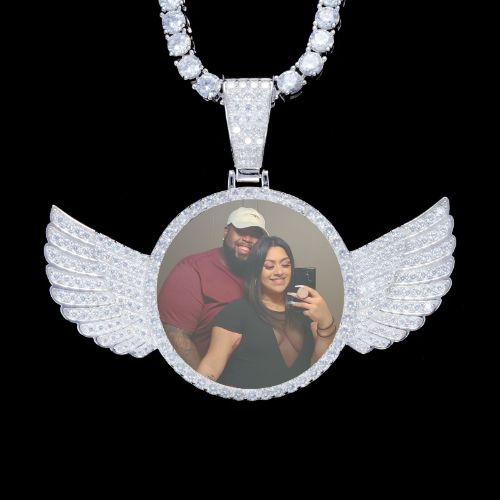 925S & VVS Moissanite 3D Wing Custom Picture Pendant
