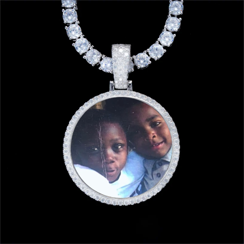 925S & VVS Moissanite 3D Circle Custom Picture Pendant