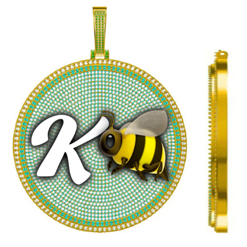CUSTOM LETTER NECKLACE 3D BIG DISC