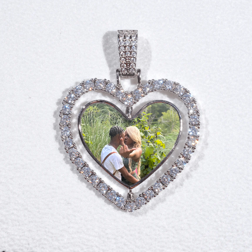 3D Spinning 2-Faced Heart Custom Picture Pendant