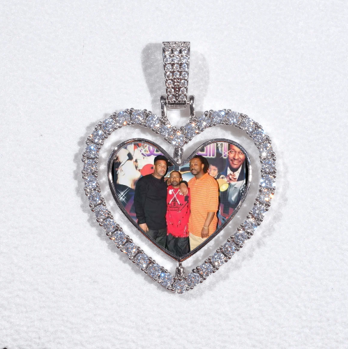 3D Spinning 2-Faced Heart Custom Picture Pendant