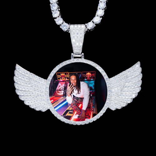 925S & VVS Moissanite 3D Wing Custom Picture Pendant