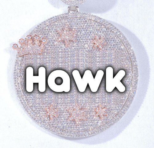 CUSTOM LETTER NECKLACE 3D BIG CROWN DISC