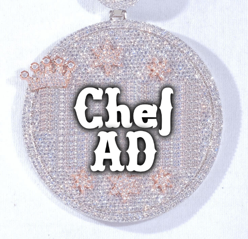 CUSTOM LETTER NECKLACE 3D BIG CROWN DISC