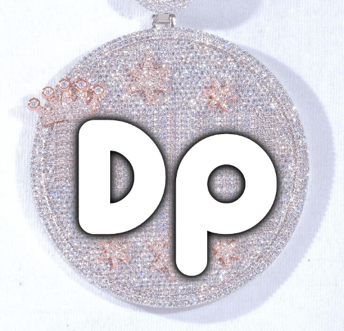 CUSTOM LETTER NECKLACE 3D BIG CROWN DISC