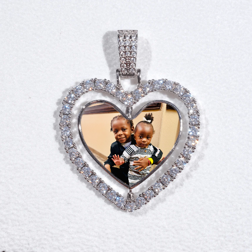 3D Spinning 2-Faced Heart Custom Picture Pendant