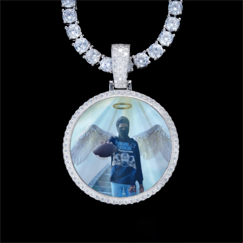 925S & VVS Moissanite 3D Circle Custom Picture Pendant