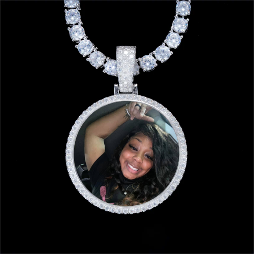 925S & VVS Moissanite 3D Circle Custom Picture Pendant