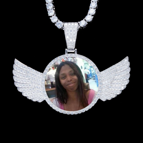 925S & VVS Moissanite 3D Wing Custom Picture Pendant