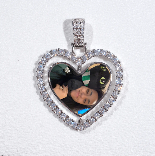 3D Spinning 2-Faced Heart Custom Picture Pendant